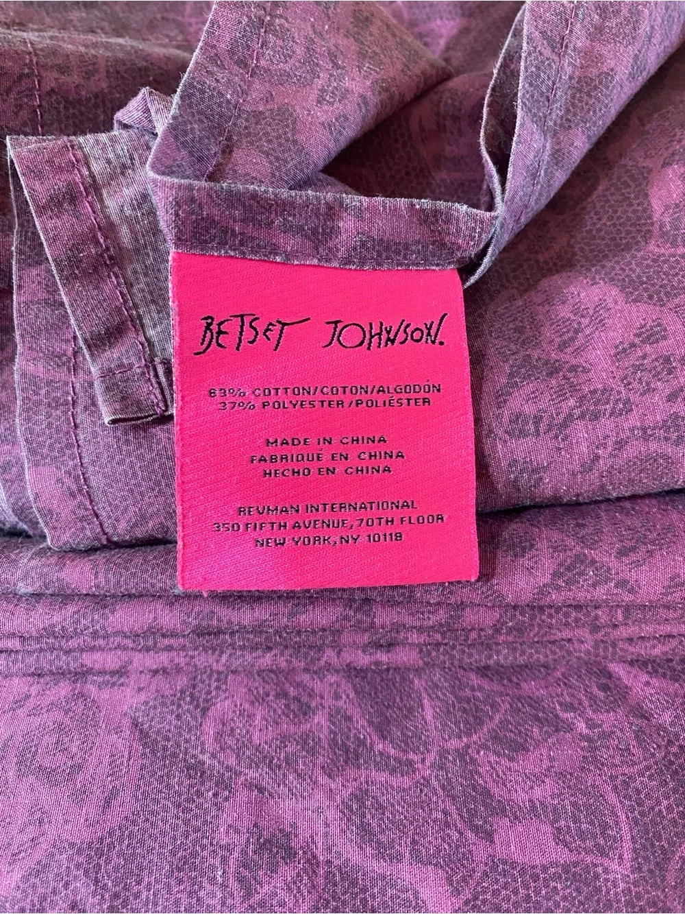 Betsey Johnson Plum Rose twin flat sheet